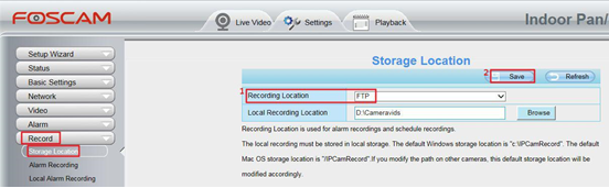 foscam sd card management ftp