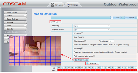 Foscam motion hot sale detection triggered interval